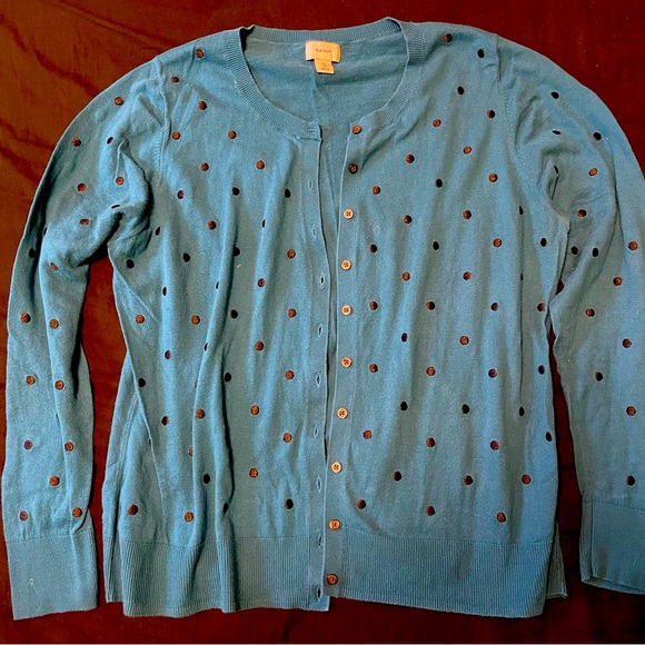 4?$20 | Old Navy Blue Cardigan with Embroidered Dots - Picture 1 of 6